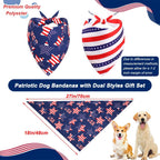 SZEE American flag dog scarf showing reversible stars and stripes patterns.