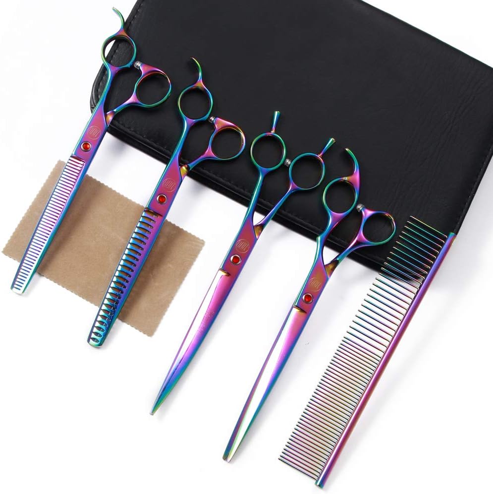 Professional Dog Grooming Scissors Set, 7 Inch/8 Inch Pet Grooming Scissors Chunkers Shears for Dog, Curved Dog Grooming Scissors, Thinning Shears for Dog with Grooming Comb - Image 13