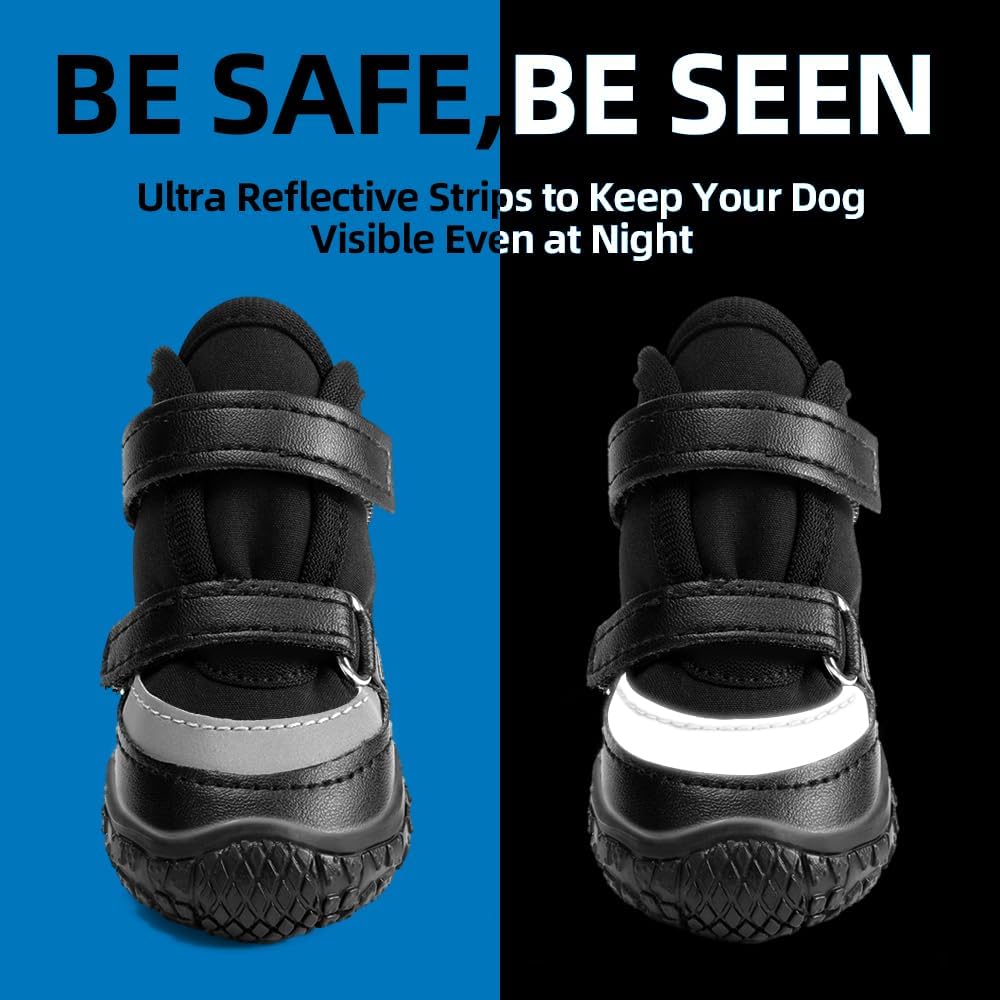 Side profile of dog wearing JZXOIVA paw protectors