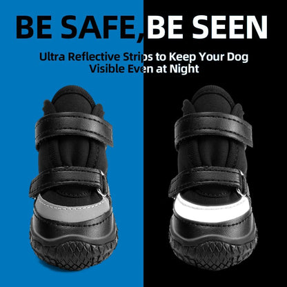 Side profile of dog wearing JZXOIVA paw protectors