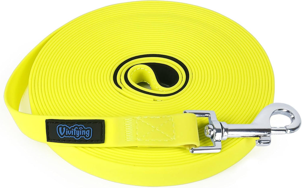 Vivifying Long Dog Leash, 20ft Waterproof Dog Training Leash for Outside, Durable PVC Long Line Lead with Padded Handle for Recall Training, Hiking, Swimming, Beach and Lake (Yellow) - Image 11
