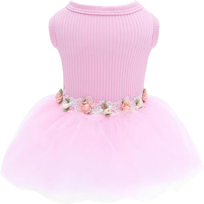 CuteBone Purple Tulle Skirt Dog Wedding Bridesmaid Dress for Puppy with Lace Trim at Waist - Comfortable, Stylish, and Perfect for Special Occasions HBQ02L - Image 9