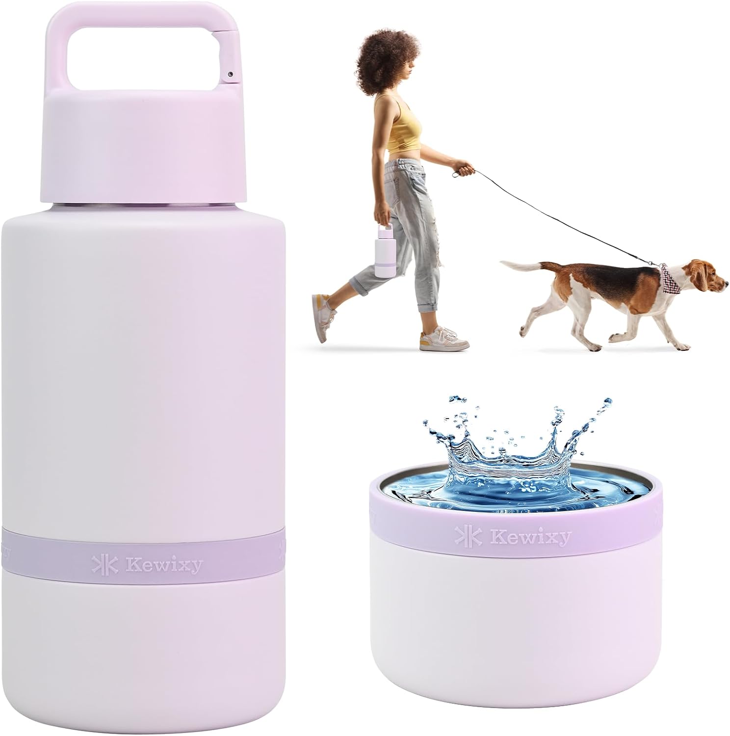 BPA free double walled insulated dog water container for car travel and hiking
