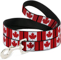Buckle-Down Canada flags dog leash front view showing full length