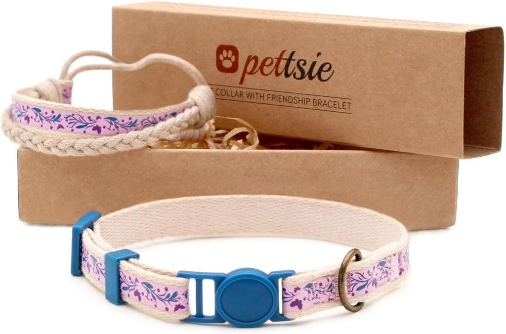 Pettsie Breakaway Cat Collar with Matching Friendship Bracelet for Humans | Matching Friendship Bracelet, Adjustable Soft Cotton, Quick-Release Safety Buckle, Lightweight, Anti-Lost ID Tag - Image 10