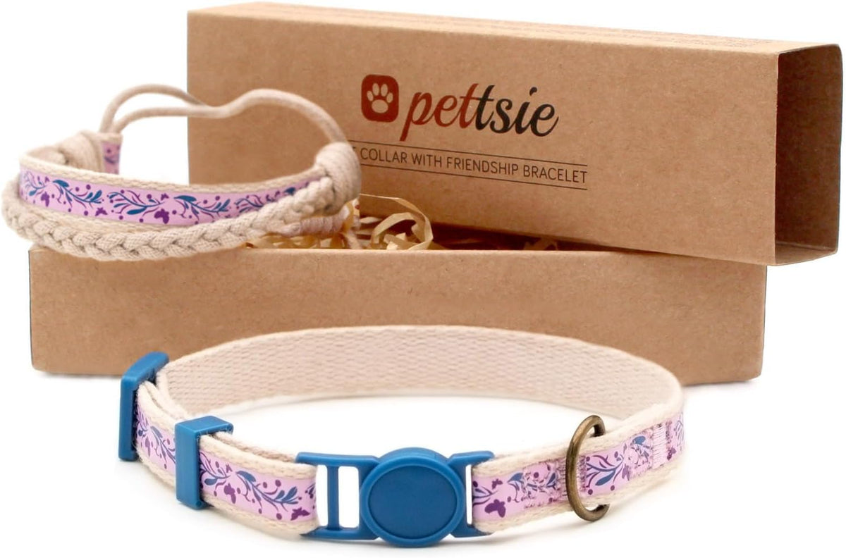 Pettsie Breakaway Cat Collar with Matching Friendship Bracelet for Humans | Matching Friendship Bracelet, Adjustable Soft Cotton, Quick-Release Safety Buckle, Lightweight, Anti-Lost ID Tag - Image 10