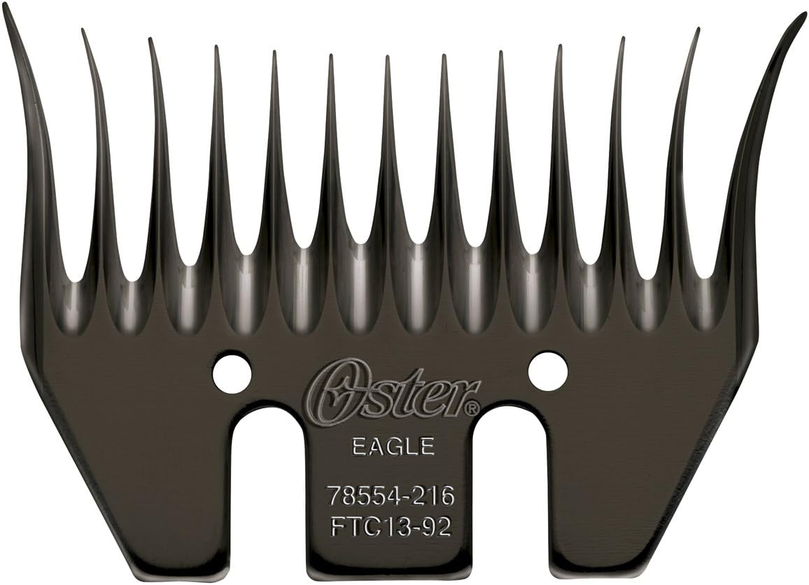 Oster Shearing Comb 12 Tooth Flared Eagle front view premium livestock grooming blade.