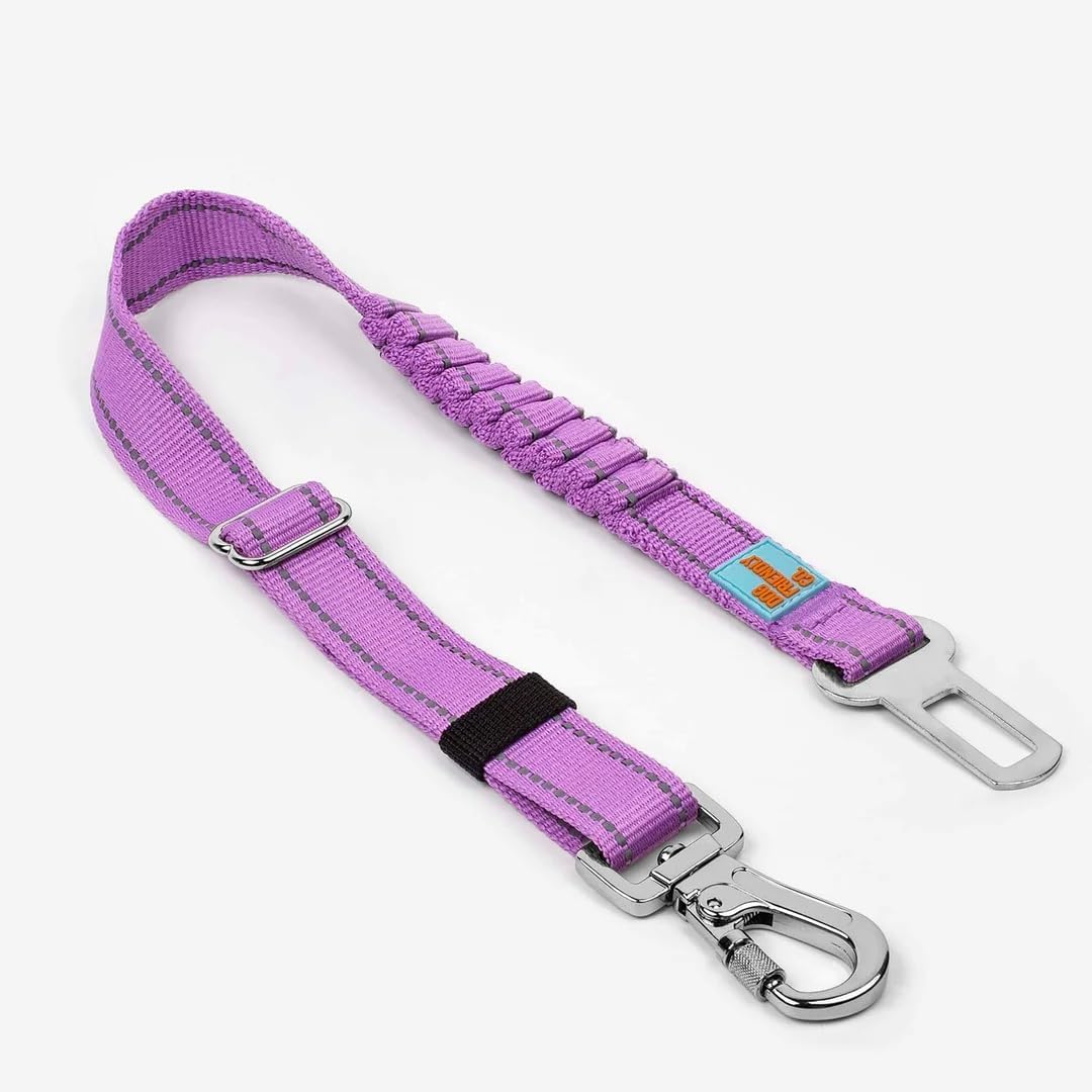 Dog Friendly Co Dog Seat Belt purple front view