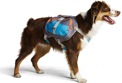 Cesar Millan Dog Backpack Small front view showcasing the ergonomic blue and gray training harness design.