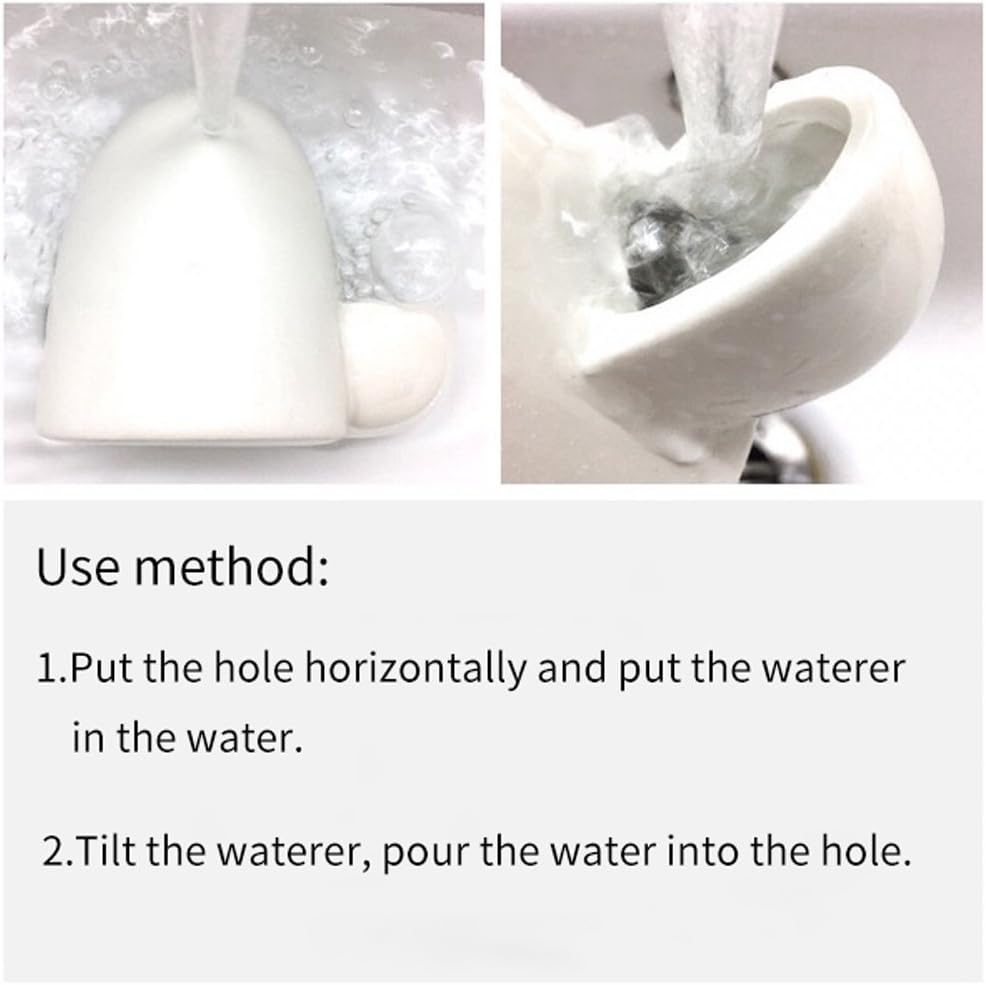White ceramic silent water bottle in enclosure