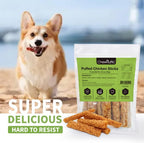 Close up of grain-free chicken dog chew sticks