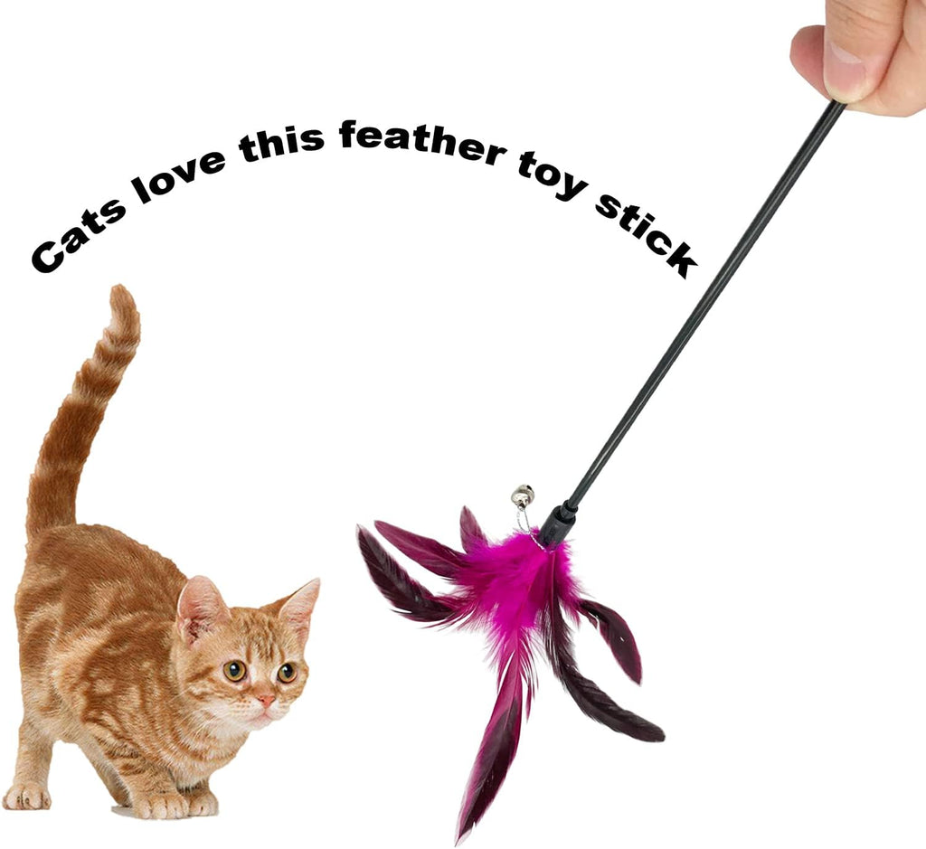 Durable plastic rod of the premium pet teaser wand highlighting its safe playing length