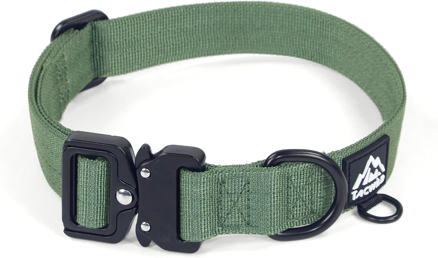 Close up of Tacwild dog collar metal quick release buckle