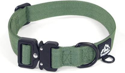 Close up of Tacwild dog collar metal quick release buckle