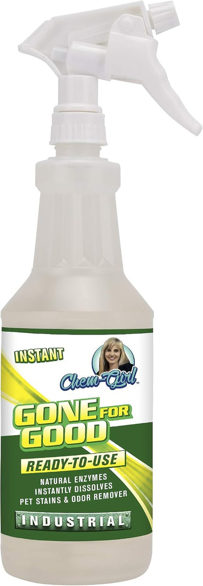 Commercial grade 1 Gallon pet urine odor eliminator jug highlighting the fresh powder scent and surface friendly application.