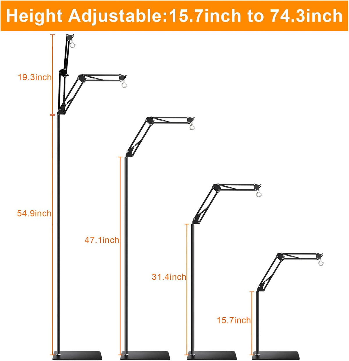Dxoveen heat lamp stand close-up of the 360 degree adjustable swing arm mechanism.