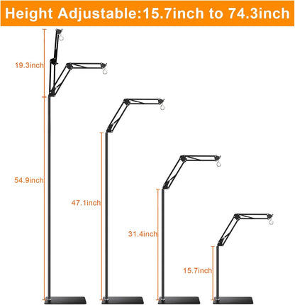Close-up of the adjustable swing arm on the DXOVEEN reptile heat lamp stand showing its multi-angle folding mechanism.