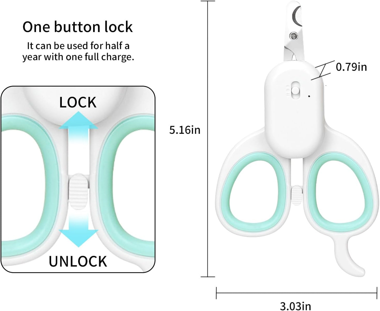 Pakeway nail trimmer with child-proof safety lock engaged