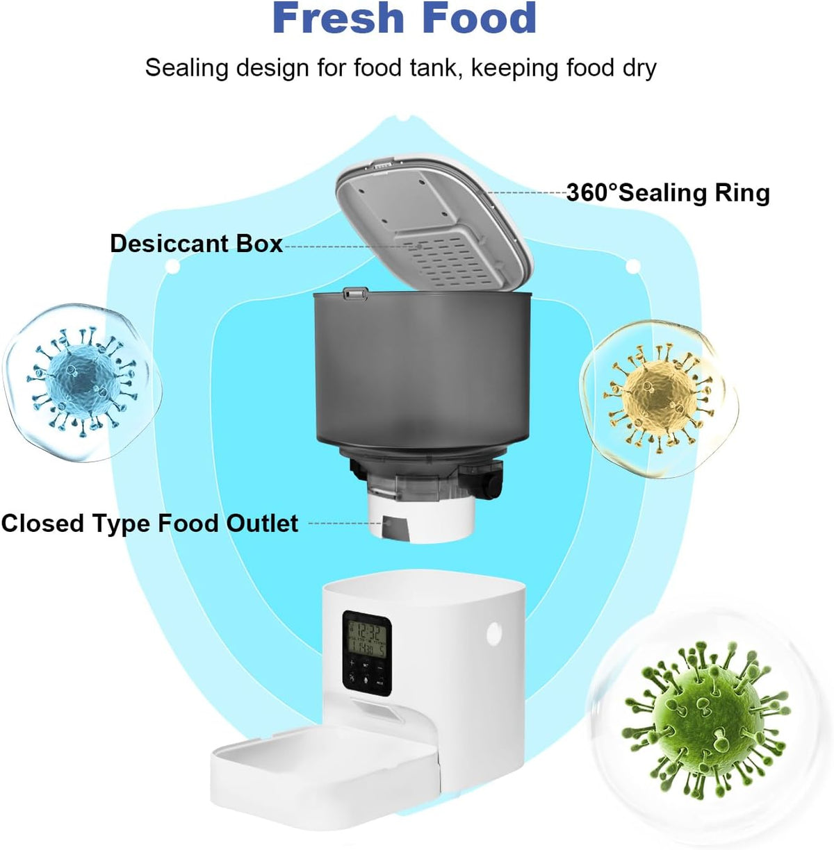 Automatic Cat Feeder,4L Timed CatDog Dry Food Dispenser - Image 7