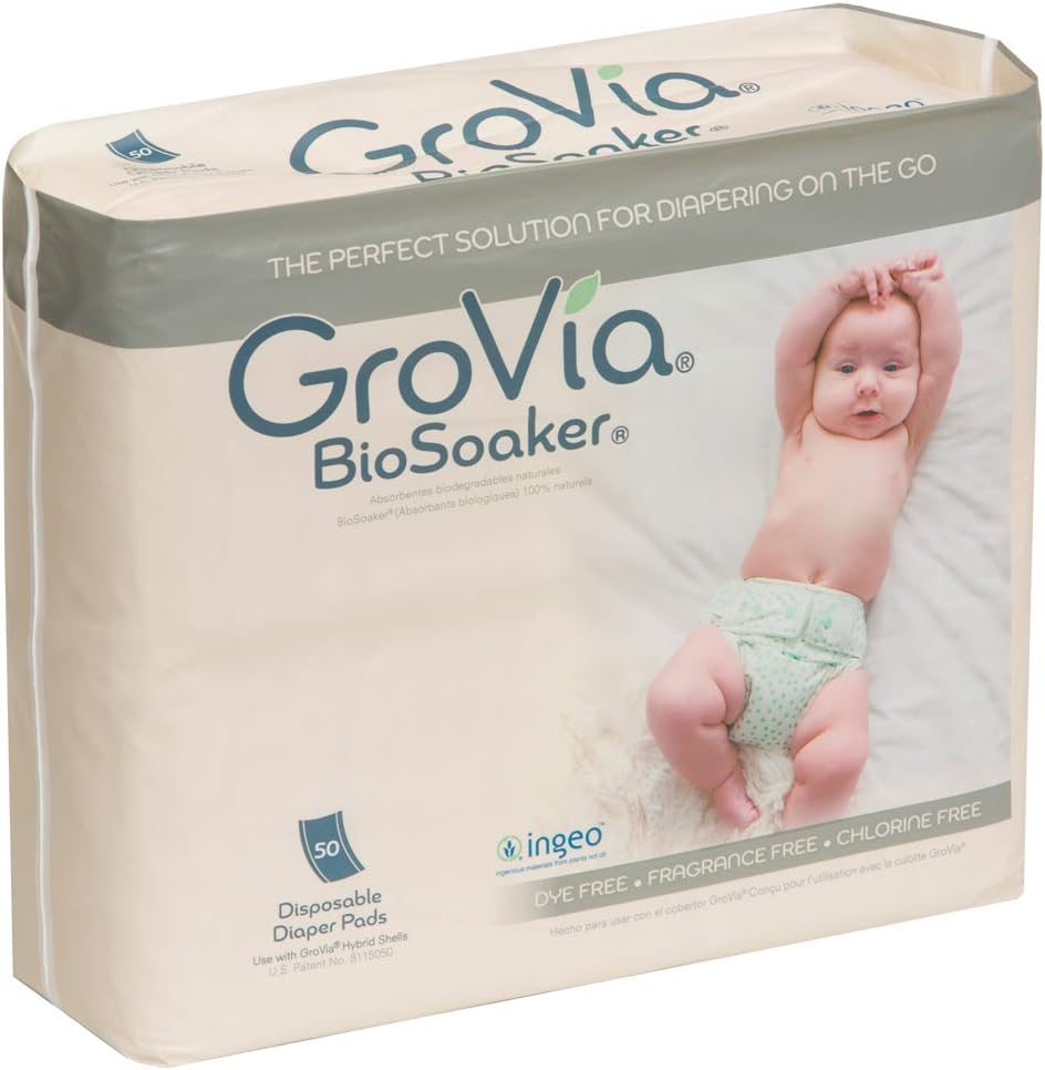 GroVia BioSoaker disposable diaper pads front view packaging
