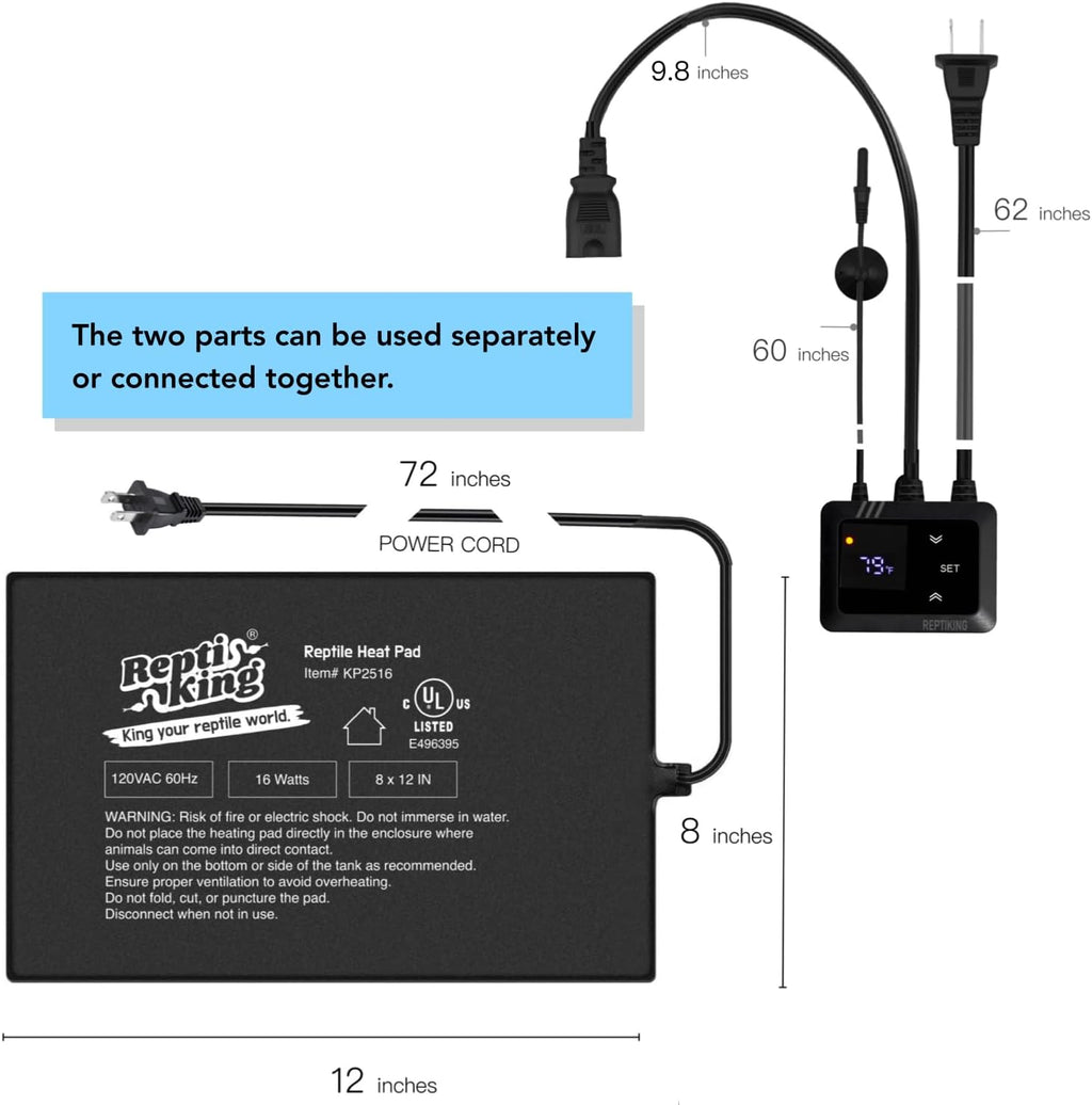 ReptiKing heating mat with digital thermostat display