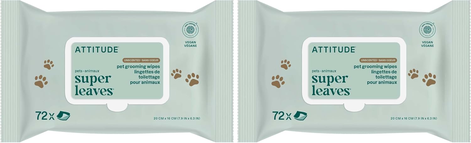 ATTITUDE Pet Wipes for Dogs & Cats, 99% Water, EWG Verified, Gentle & Unscented Cleaning Wipes for Paws, Ears, Face & Body, Deodorizing, Safe for Puppies & Kittens, 72 count - Image 10