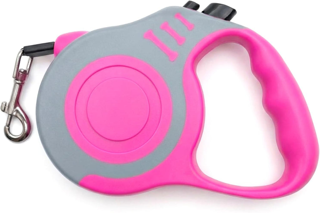 Petimp retractable dog leash in gray and pink front view