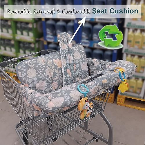 Reversible cotton and mesh infant high chair cushion close up view