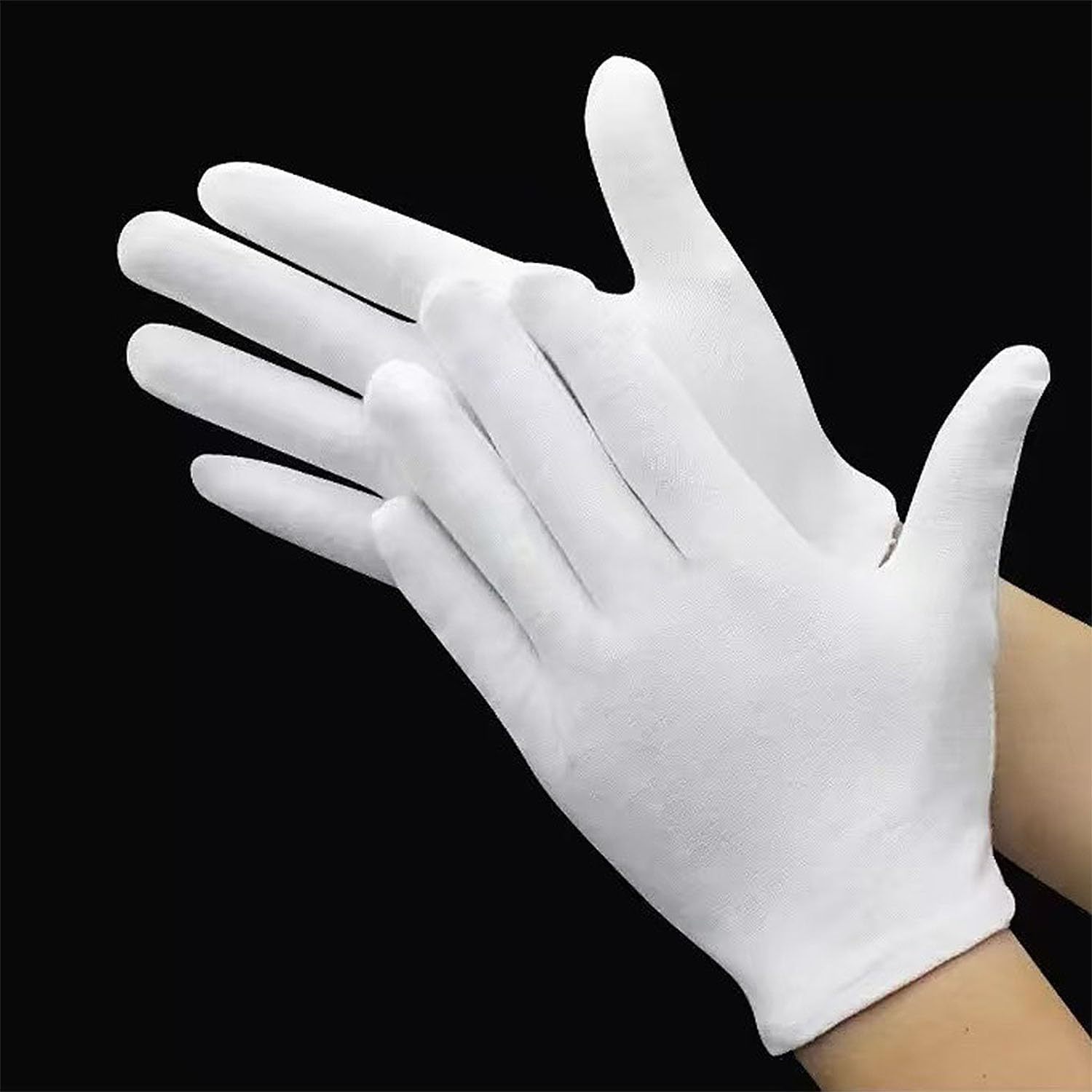 Zybux white cotton gloves for eczema and dry hands front view