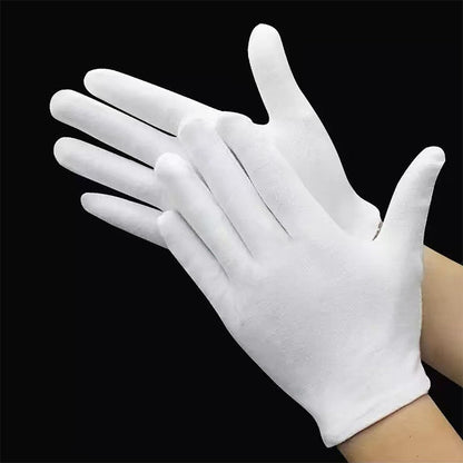 Zybux white cotton gloves for eczema and dry hands front view