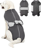SAWMONG Dog Recovery Suit Male, Cotton Zipper Recovery Suit for Dogs, Dog Onesie for Surgery Female Neuter Bodysuit Prevent Licking Wounds Male, Substitute E-Collar & Cone(Gray, Small) - Image 11