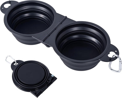 SLSON lightweight pink foldable dog bowl set ready for outdoor hiking