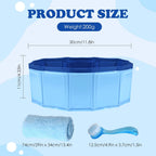 Enochainchin reptile swimming basin shown flatly collapsed next to the soft grooming brush accessory.