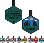 PetANTastic silent dog tag front view showing custom deep engraving on hexagon silicone.