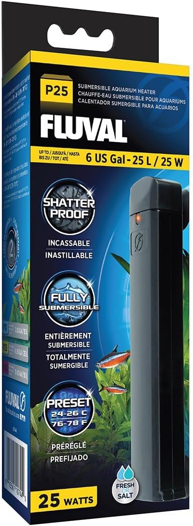Fluval P25 Submersible Aquarium Heater front view compact design