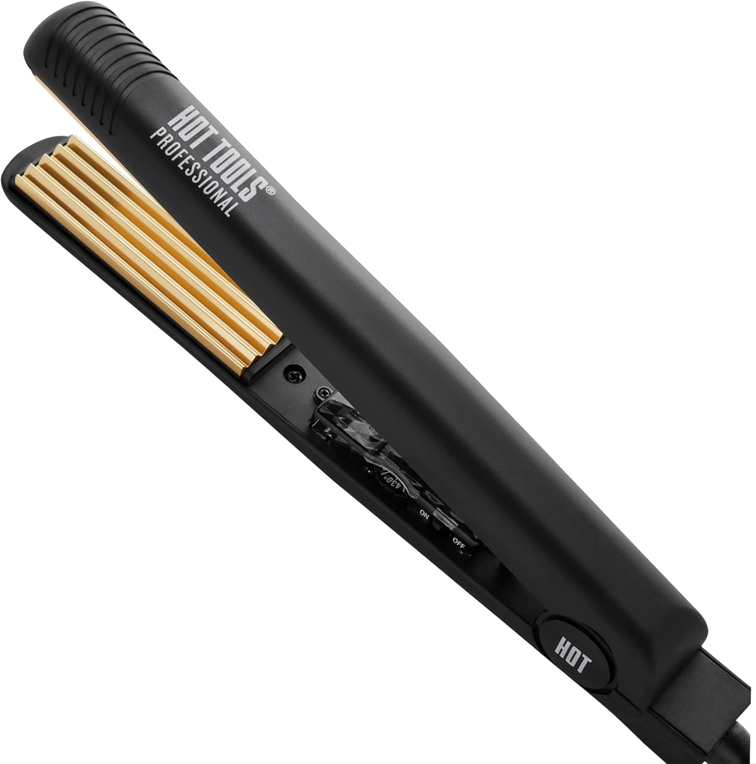 Hot Tools Pro Artist 24K Gold Crimping Iron front view showing premium gold plates