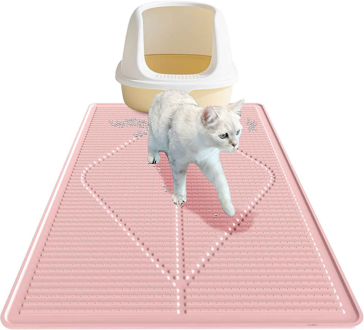Mofason Cat Litter Mat XXL - Waterproof Kitty Litter Box mat for Floor - Extra Large Pet Trapping Litter Rug Pad - Silicone Cat Supplies & Accessories for Indoor Cats (38" x 25") -Grey - Image 11