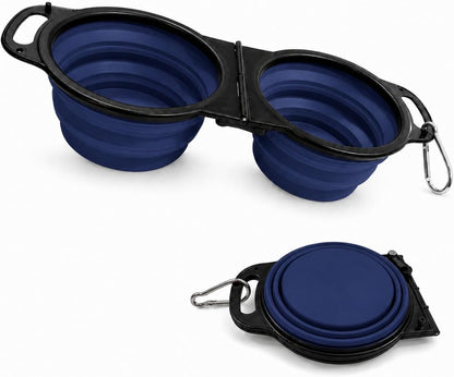 Collapsible Dog Bowls for Travel, Portable Pet Food and Water Bowl, Blue | 13.5 oz each, folds flat, carabiner clip, walking, hiking, camping, for small and medium pets - Image 12
