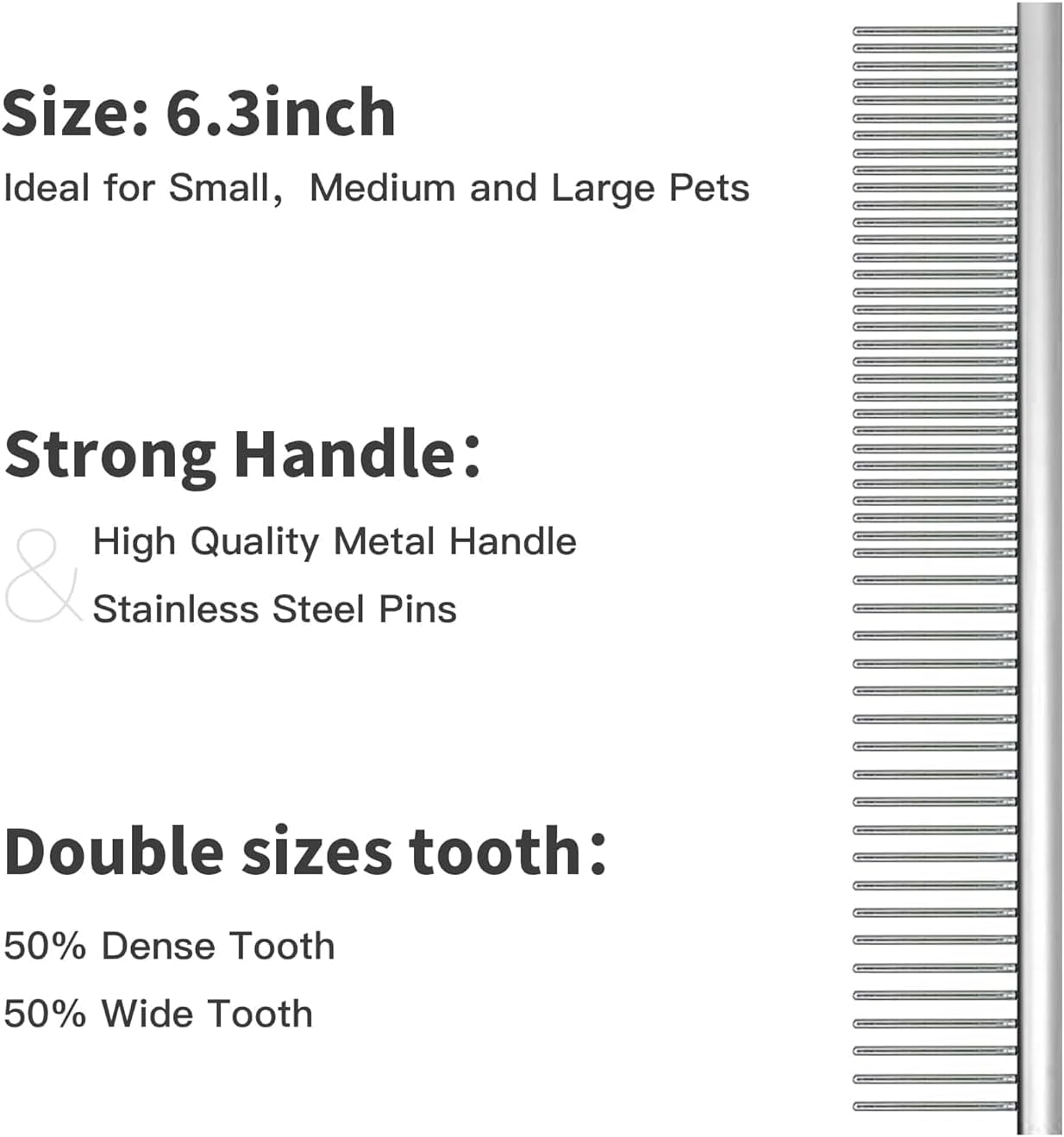 PETTOM professional cat deshedding tool close up of rounded teeth for safe grooming