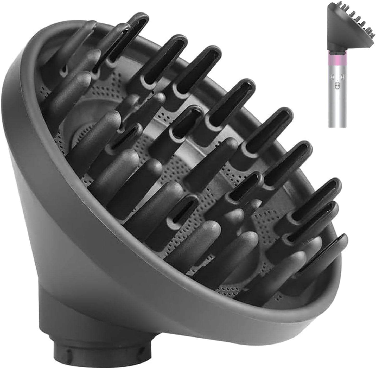 Sygbttq upgraded diffuser nozzle for Dyson Airwrap front view highlighting the extra-large bowl design
