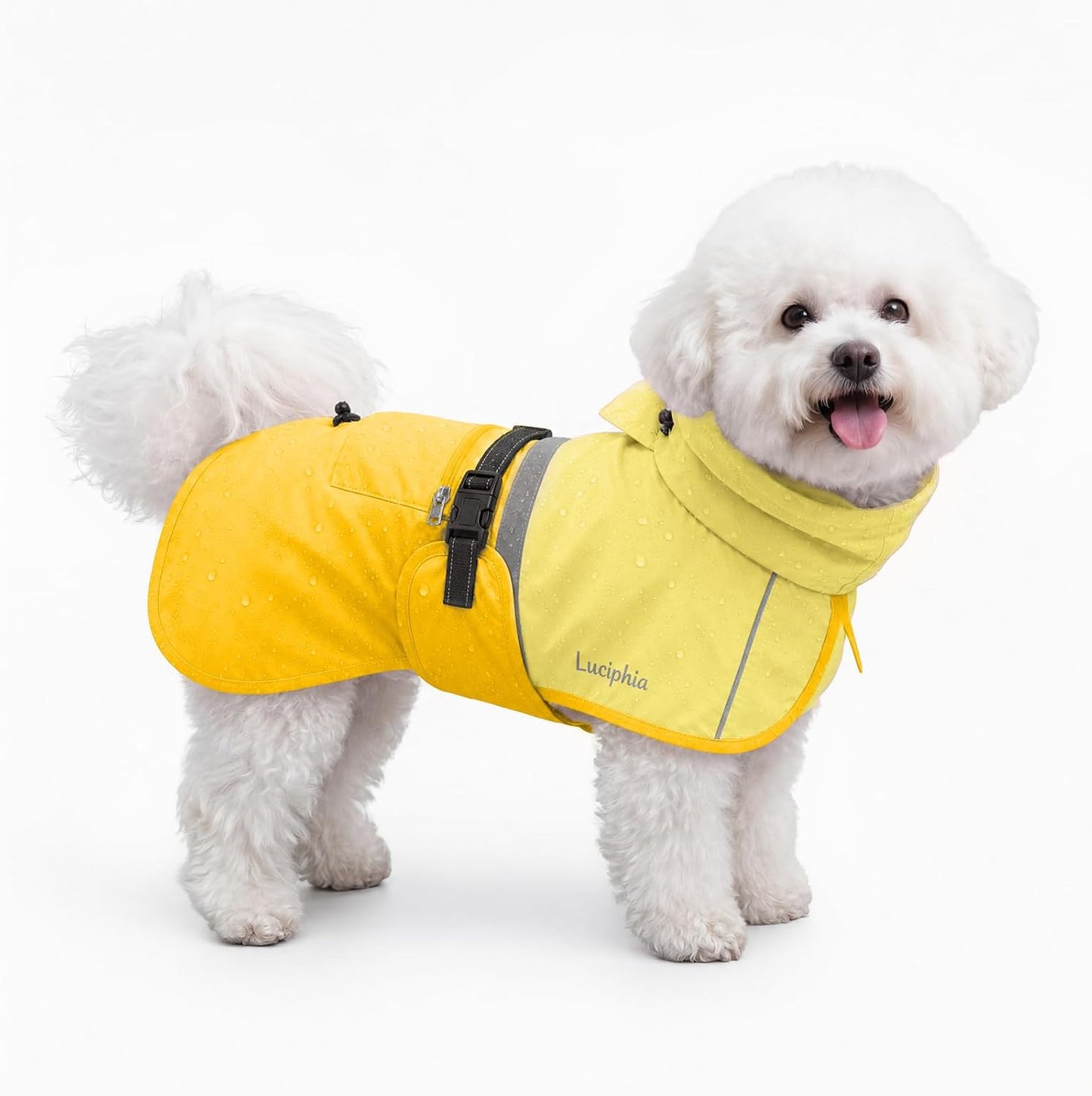 Luciphia Dog Raincoat Adjustable Hooded Reflective Rain Jacket with Pocket for Small Medium Large Extra Large Dogs Yellow XX-Large - Image 11