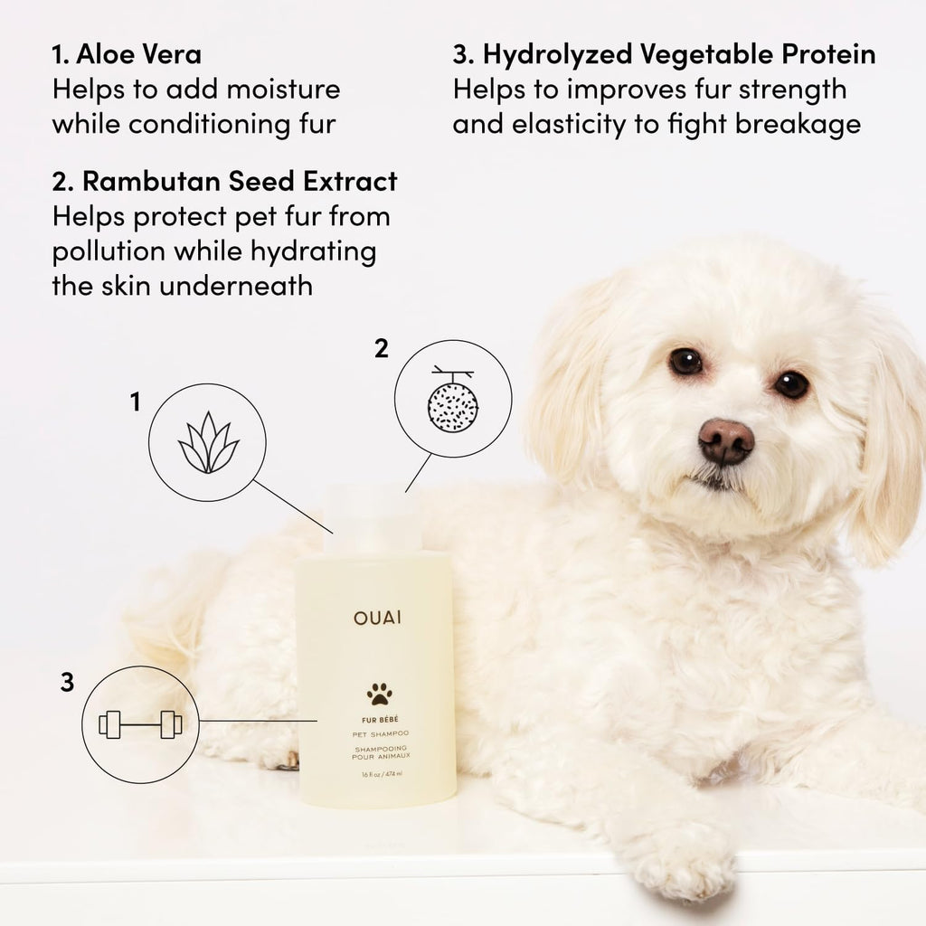 Ouai Fur BÃ©bÃ© shampoo for cats and dogs application