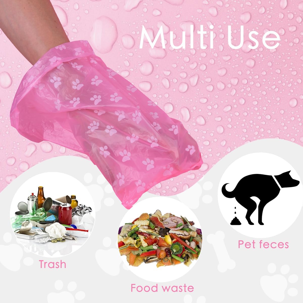 LIAYLILI puppy waste disposal bags pink rolls pack of sixteen