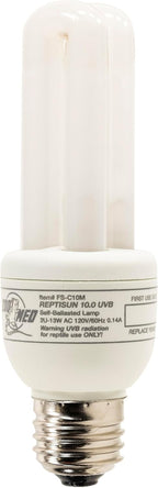 Zoo Med ReptiSun 10.0 bulb box displaying UVA and UVB output details