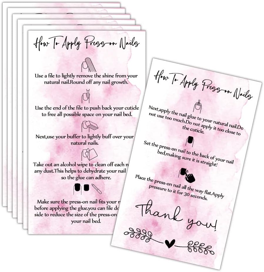 Sixne Maosh press on nail application instruction cards front view