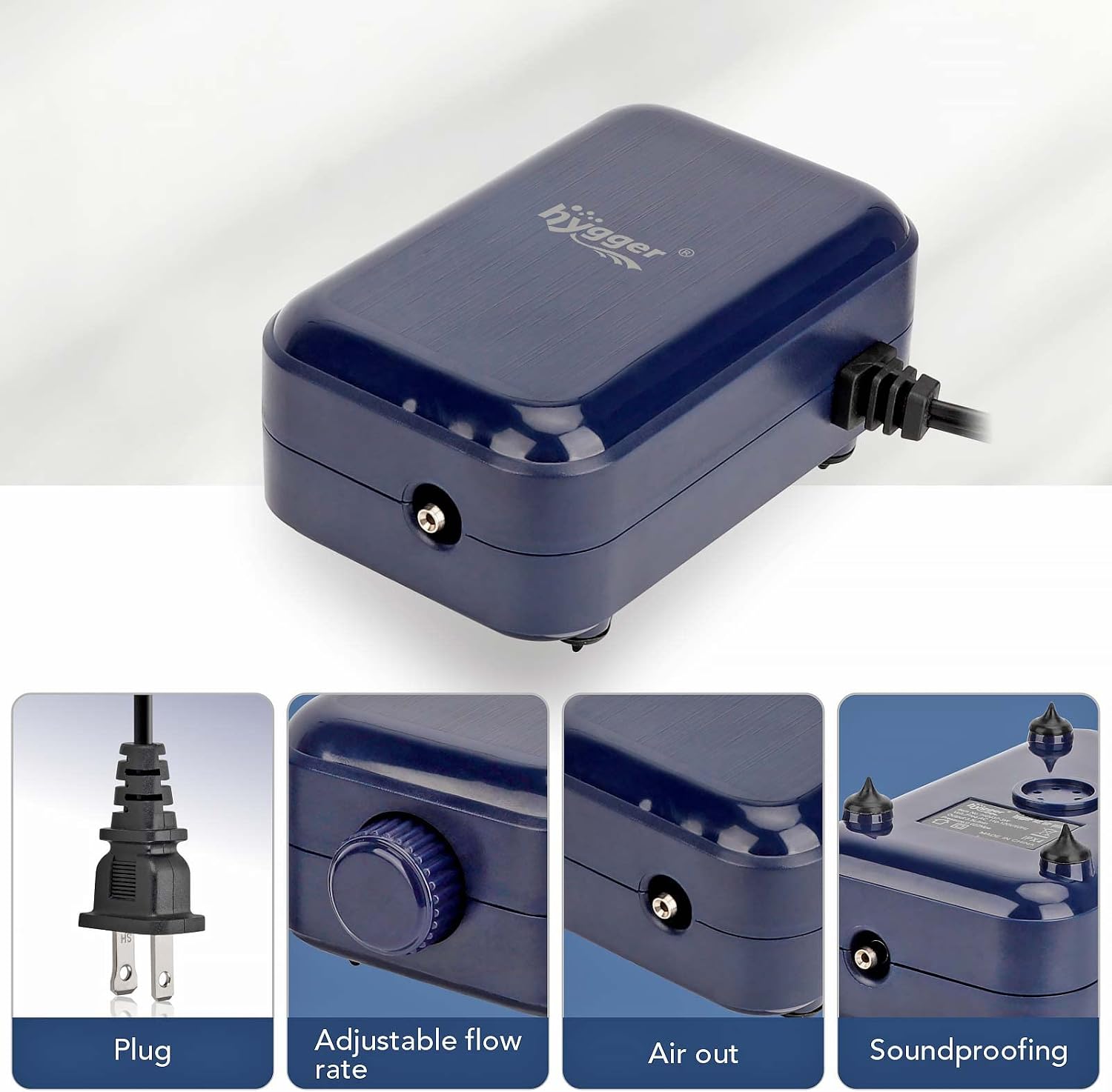 Top view of Hygger aquarium air pump outlet