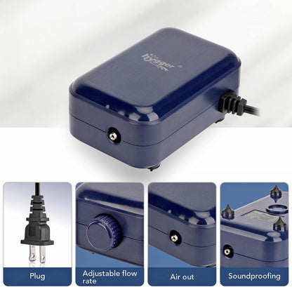 Top view of Hygger aquarium air pump outlet