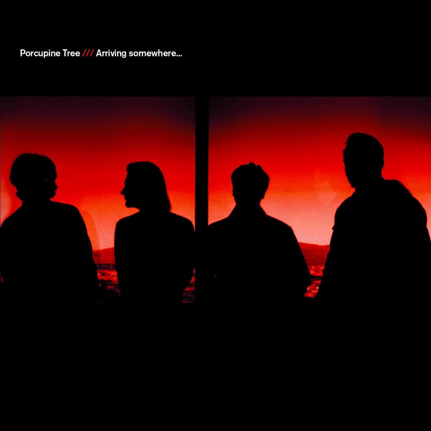 Porcupine Tree Arriving Somewhere 2CD and Blu-Ray deluxe box set front cover featuring band member silhouettes