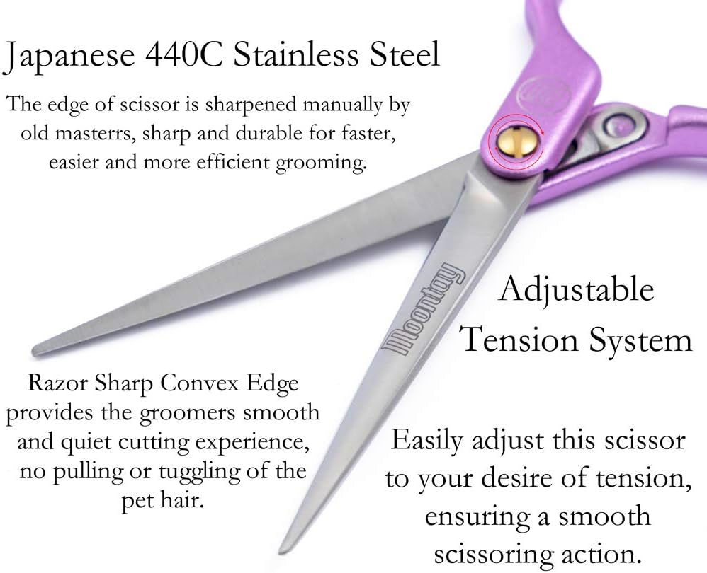 Side profile of Moontay straight pet grooming shear