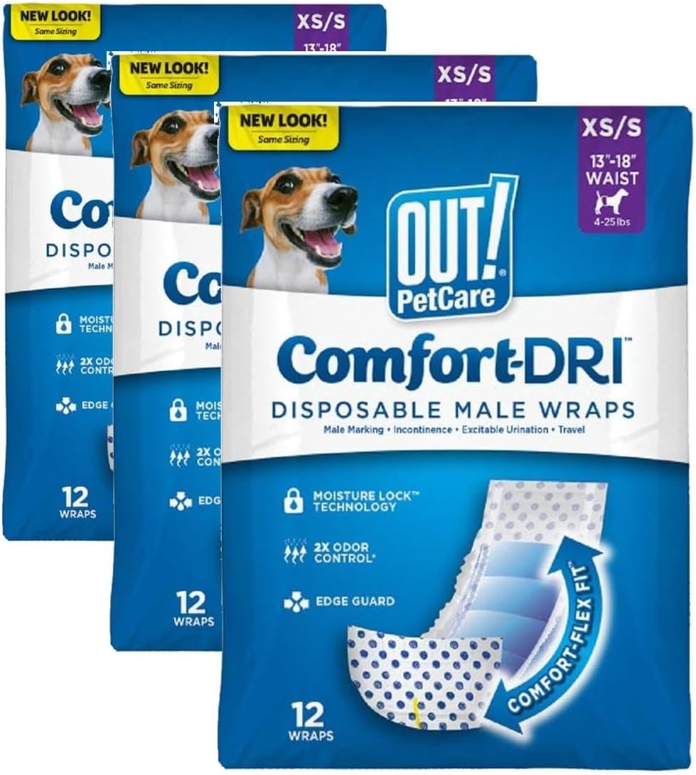 Out! PetCare Disposable Dog Diapers Male, Puppy Belly Band, Potty Training, Doggie Diapers, Belly Bands for Male Dogs, Puppy Training, Incontinence, (XS/S, 32ct) - Image 9